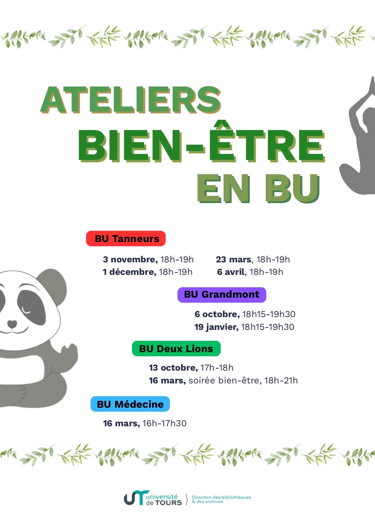 Affiche atelier détente à la BU